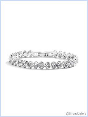 6" Cubic Zirconia Tennis Bracelet Rhodium Plated Wedding Bridal Prom